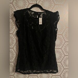 NWT- White House Black Market Elegant Black Lace Top